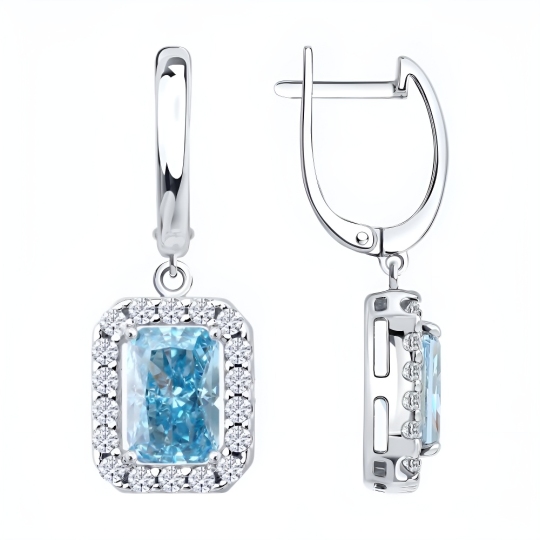 Серьги из серебра с фианитами
