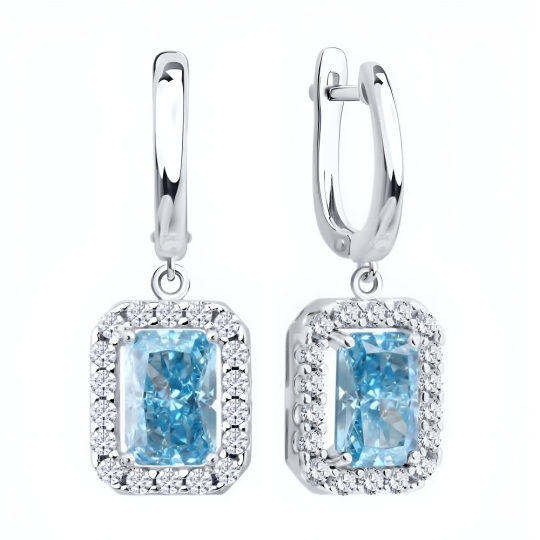Серьги из серебра с фианитами