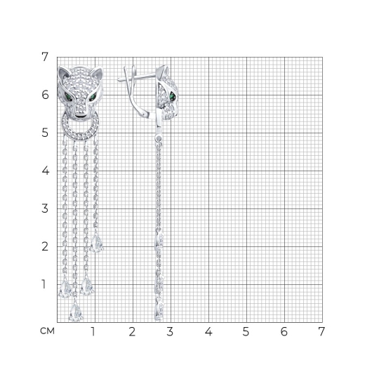 Серьги из серебра с эмалью и фианитами
