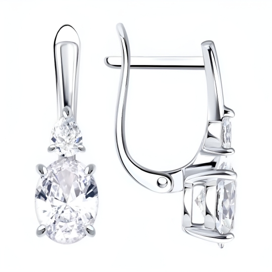 Серьги из серебра с фианитами