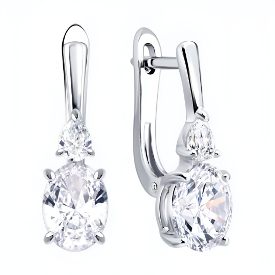 Серьги из серебра с фианитами