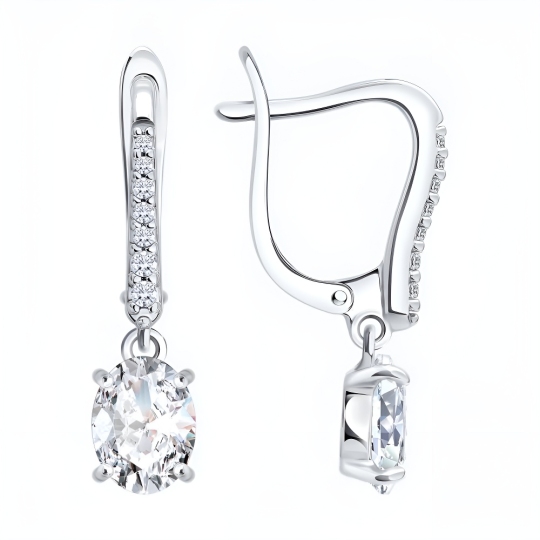 Серьги из серебра с фианитами