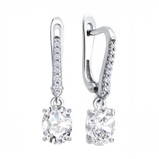 Серьги из серебра с фианитами