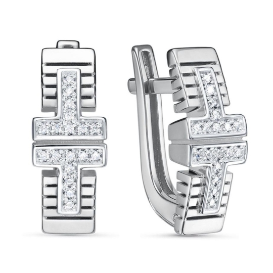 Серьги из серебра с фианитами