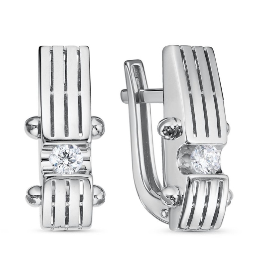 Серьги из серебра с фианитами