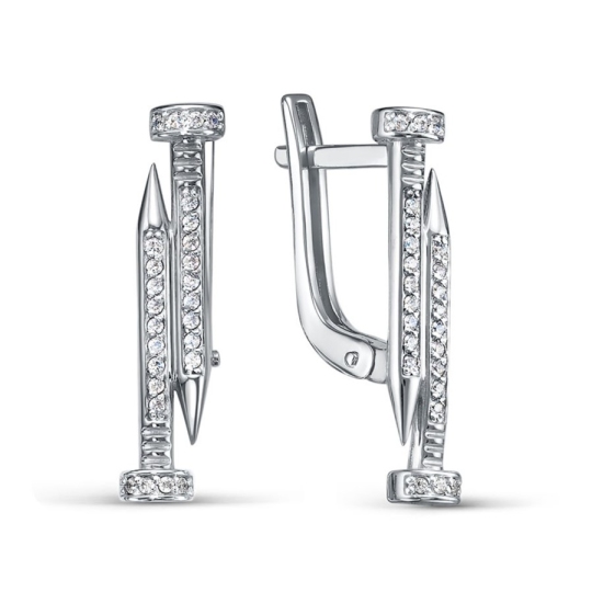 Серьги из серебра с фианитами