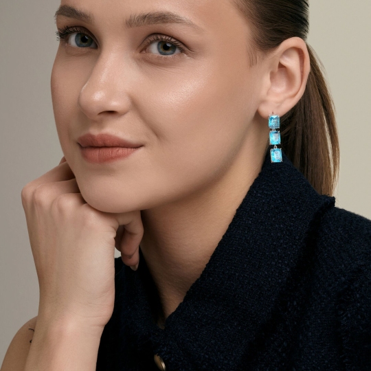 Серьги из серебра с кварцами