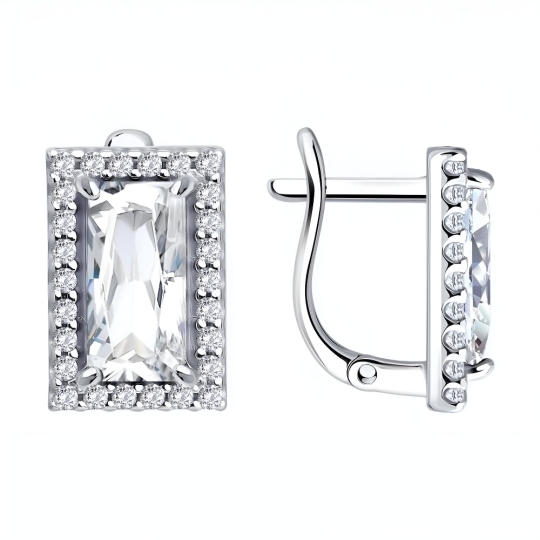 Серьги из серебра с фианитами