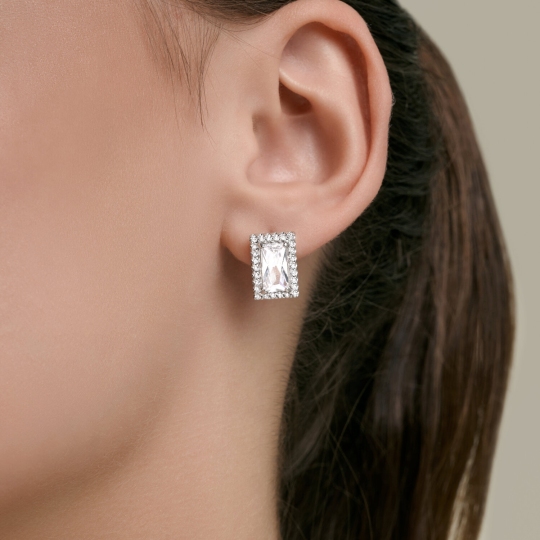 Серьги из серебра с фианитами
