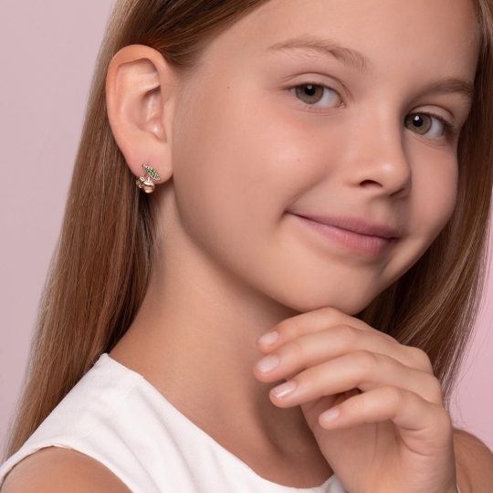 Серьги из серебра с позолотой и фианитами