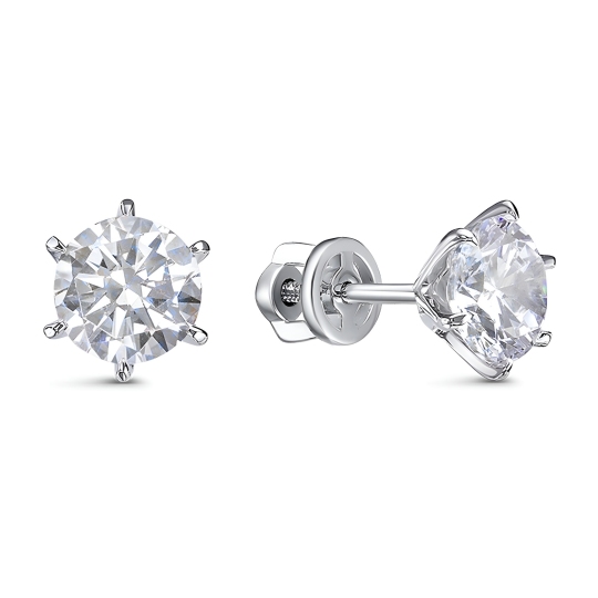 Серьги из серебра с фианитами