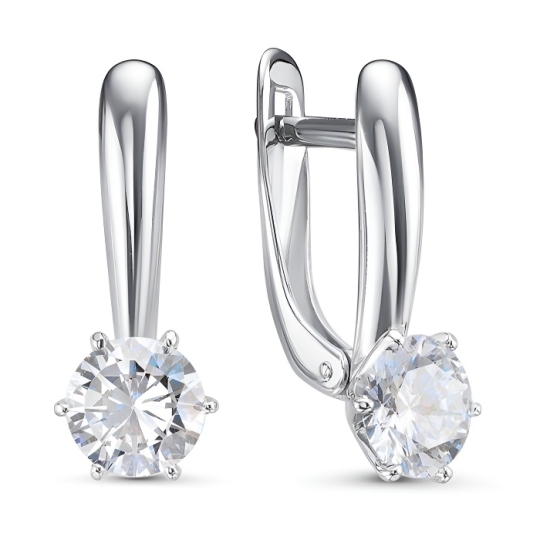 Серьги из серебра с фианитами