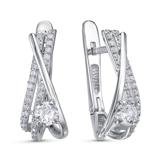 Серьги из серебра с фианитами