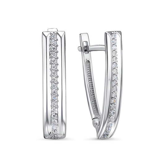 Серьги из серебра с фианитами