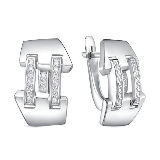 Серьги из серебра с фианитами