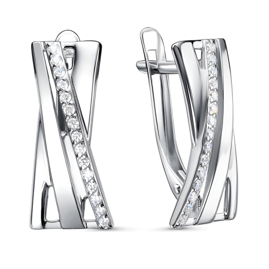 Серьги из серебра с фианитами