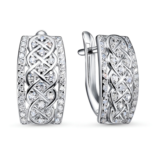 Серьги из серебра с фианитами
