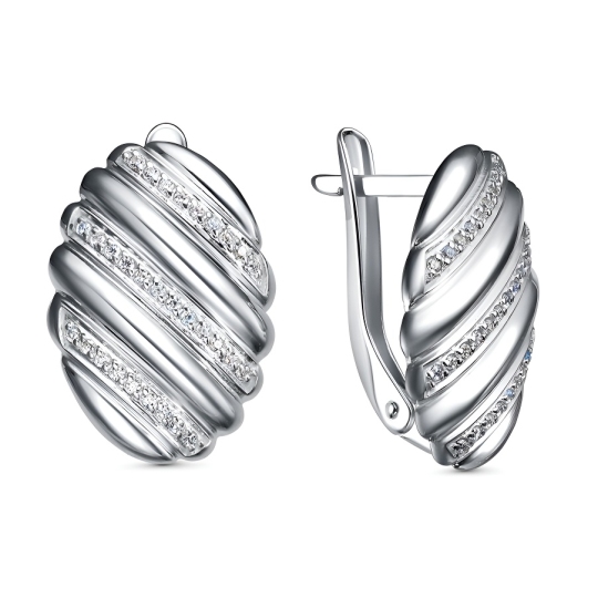 Серьги из серебра с фианитами