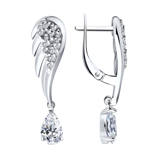Серьги из серебра с фианитами