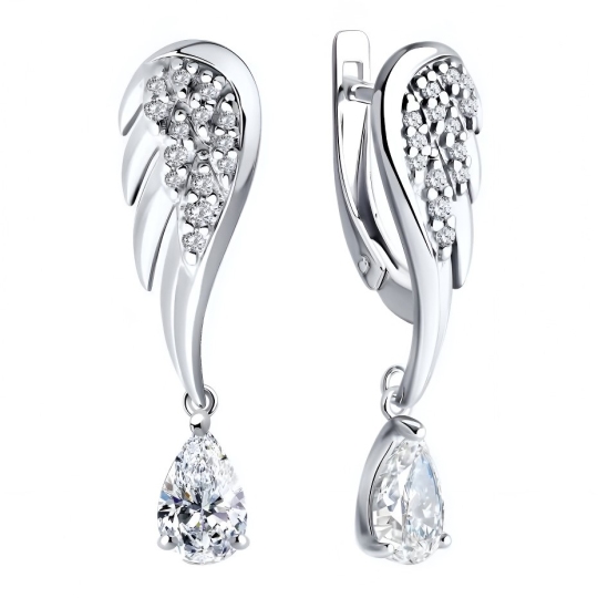 Серьги из серебра с фианитами