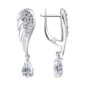 Серьги из серебра с фианитами