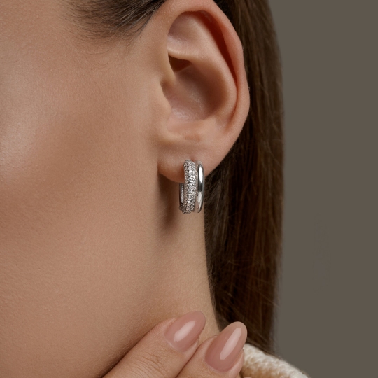 Серьги из серебра с фианитами