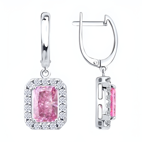 Серьги из серебра с фианитами