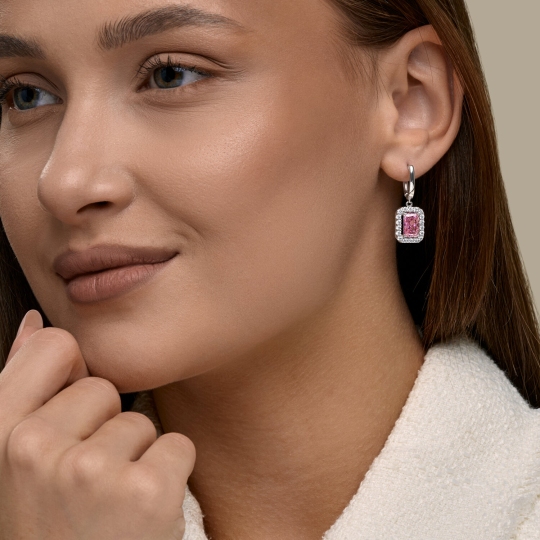 Серьги из серебра с фианитами