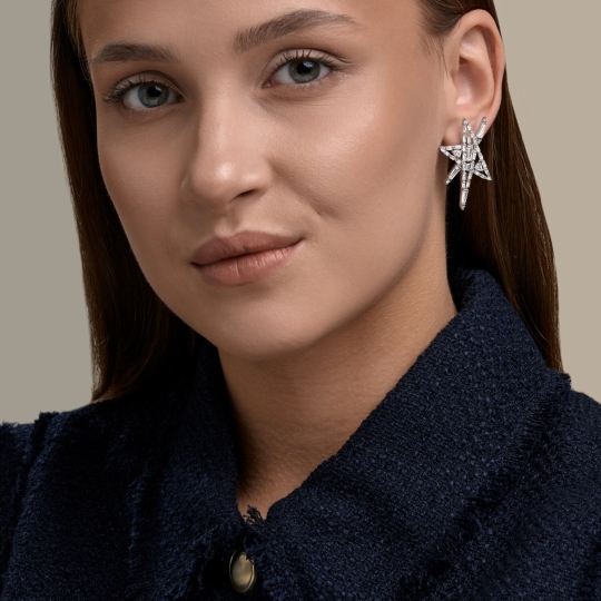 Серьги из серебра с фианитами