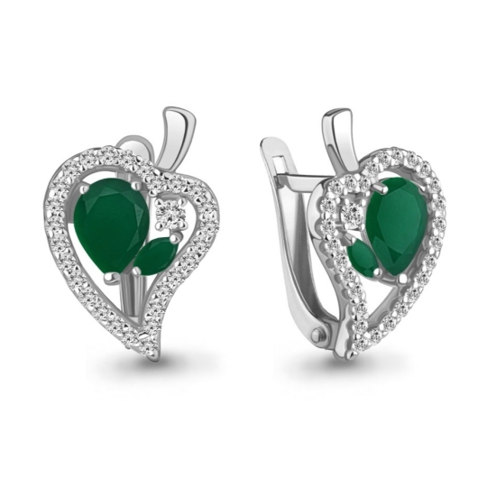 Серьги из серебра с агатами и фианитами