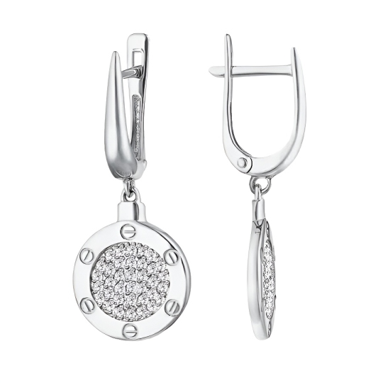 Серьги из серебра с фианитами