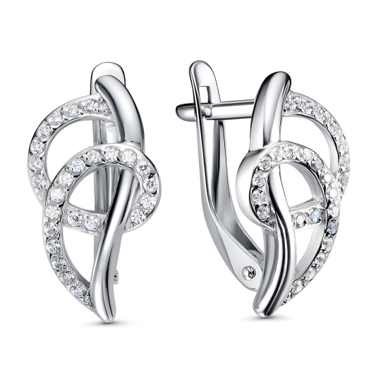 Серьги из серебра с фианитами
