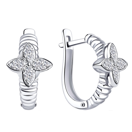 Серьги из серебра с фианитами