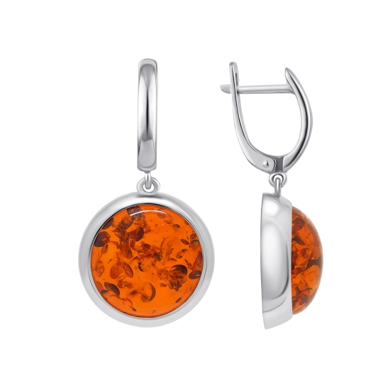 Серьги из серебра с янтарем