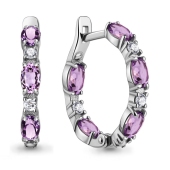 Серьги из серебра с аметистами и фианитами