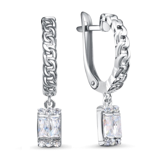 Серьги из серебра с фианитами