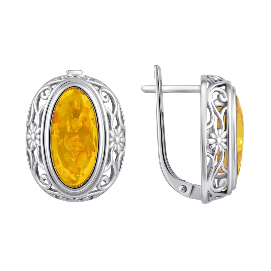 Серьги из серебра с янтарем