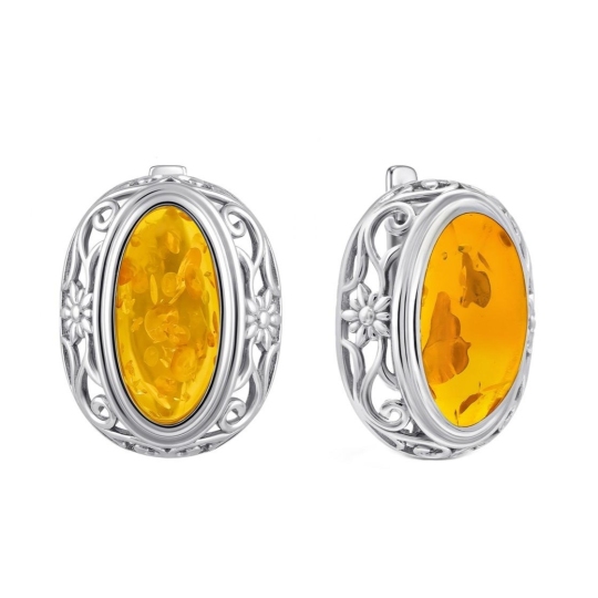 Серьги из серебра с янтарем