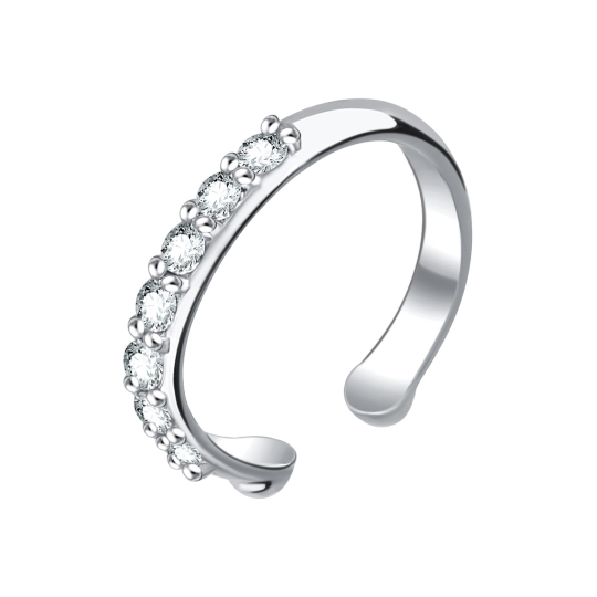 Серьга-кафф из серебра с фианитами