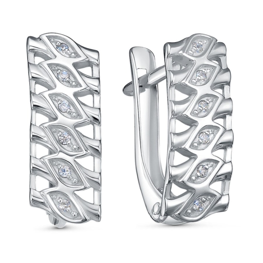 Серьги из серебра с фианитами