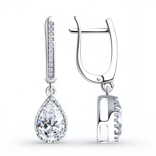 Серьги из серебра с фианитами