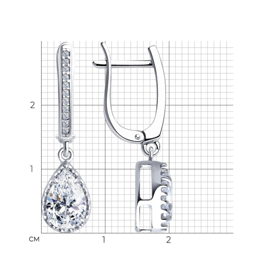 Серьги из серебра с фианитами