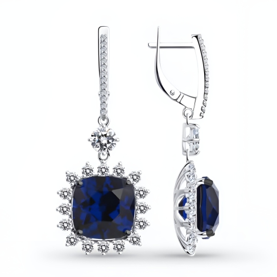 Серьги из серебра с фианитами