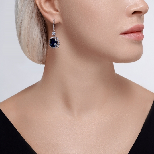 Серьги из серебра с фианитами