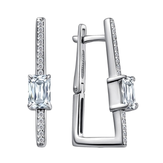 Серьги из серебра с фианитами