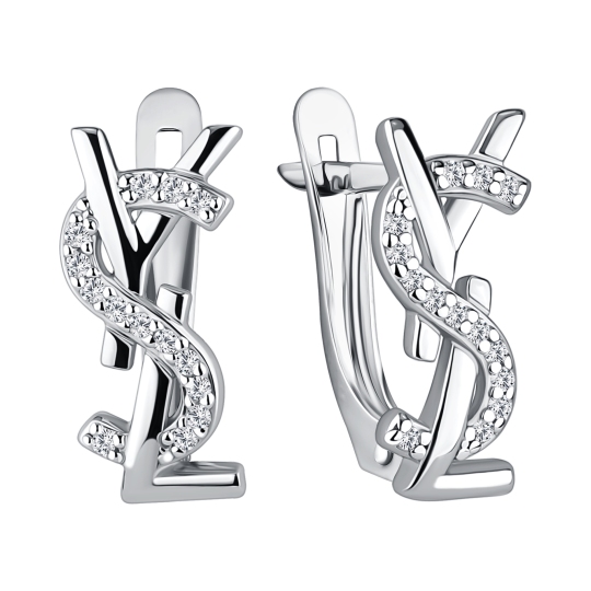 Серьги из серебра с фианитами
