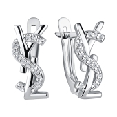 Серьги из серебра с фианитами