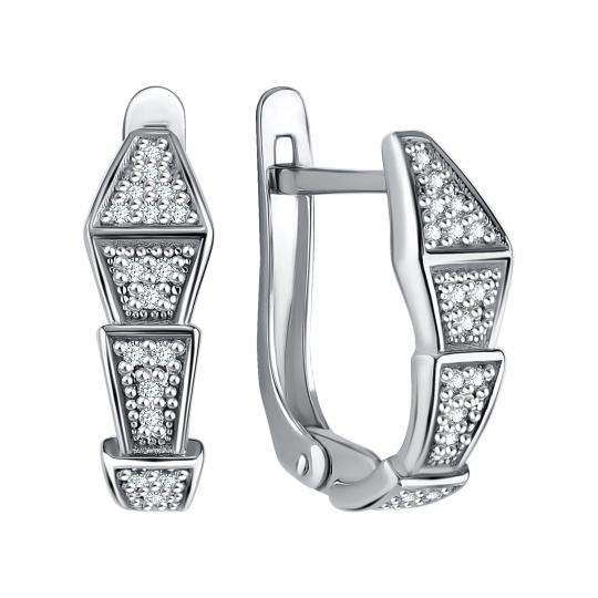 Серьги из серебра с фианитами