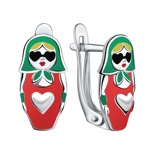 Серьги из серебра с эмалью 