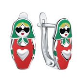 Серьги из серебра с эмалью 